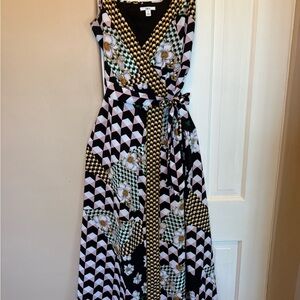 BAR III Geometric Floral Maxi Wrap Dress Size S